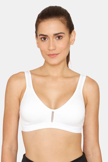 Buy lady Lyka Medium Impact Cotton Non Padded Sports Bra - White