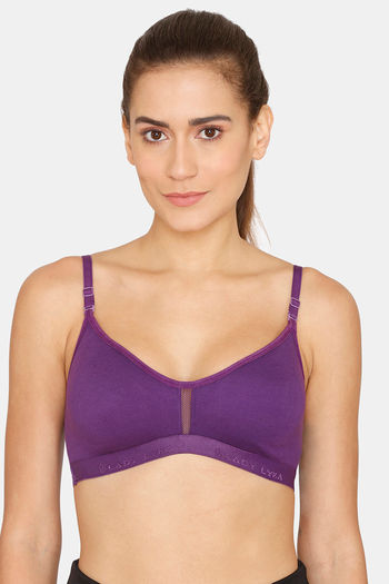Buy lady Lyka Medium Impact Cotton Non Padded Sports Bra - Purple at Rs.314  online