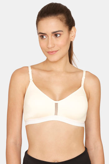 Buy lady Lyka Medium Impact Cotton Non Padded Sports Bra - Skin