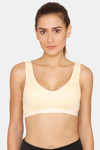 Buy lady Lyka Medium Impact Cotton Non Padded Sports Bra - Skin