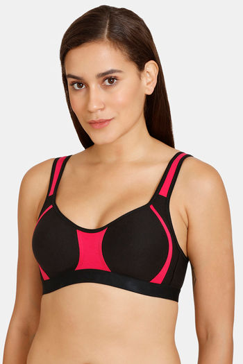 Buy Lady Lyka Medium Impact Seamless Cotton Sports Bra Black at Rs.329 online Activewear online