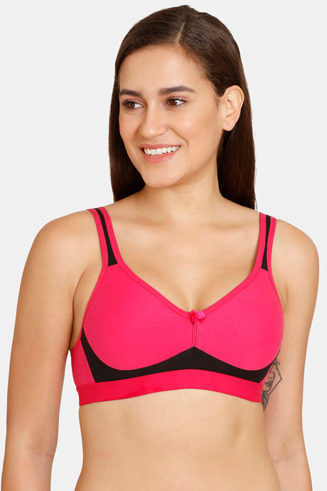 Buy Lady Lyka Medium Impact Seamless Cotton Sports Bra - Fuschia at Rs.329  online