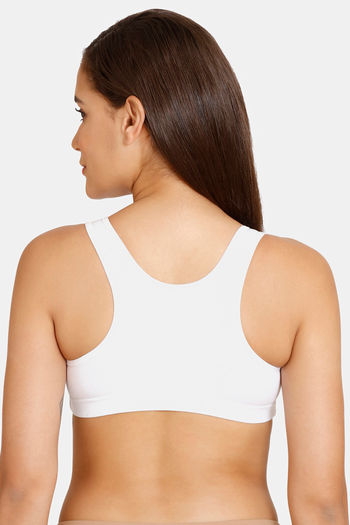 Lady Lyka Medium Impact Seamless Cotton Sports Bra - White