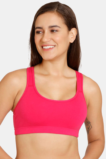 Buy Lady Lyka Medium Impact Seamless Cotton Sports Bra - Hot Pink