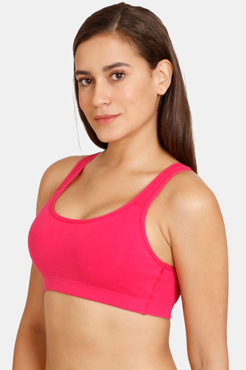 Lady Lyka Medium Impact Seamless Cotton Sports Bra - Hot Pink