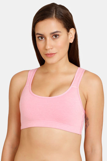 Lady Lyka Medium Impact Seamless Cotton Sports Bra - Pink