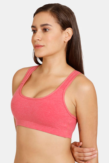 Buy Lady Lyka Lady Lyka Coral Pink Solid Cotton Workout Bra-Full Coverage  Non-Wired Non Padded at Redfynd