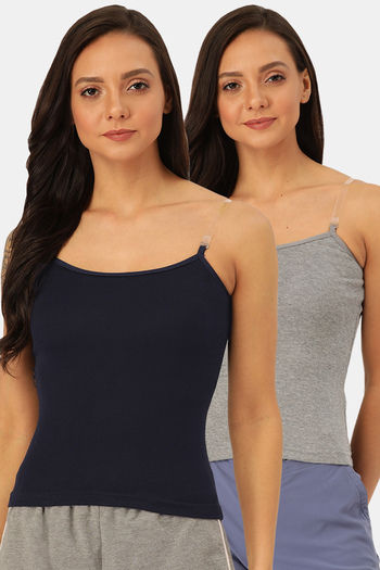 Buy Lady Lyka Cotton Camisole (Pack of 2) - Blue Grey