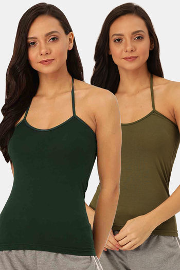 Lady Lyka Cotton Camisole (Pack of 2) - Green Green