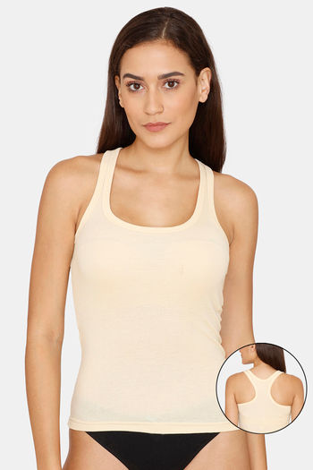 Buy Amante Solid High Coverage Sleeveless Round Neck Tank Top