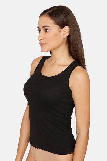 Zivame Knit Cotton Camisole - Black