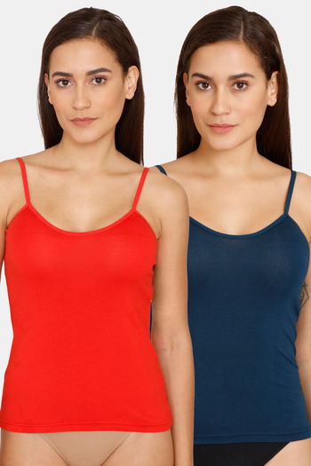 Buy Lady Lyka Cotton Camisole (Pack of 2) - Red Indigo
