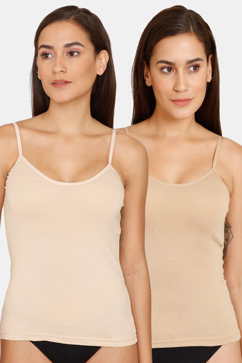 Buy Lady Lyka Cotton Camisole (Pack of 2) - Skin Camel