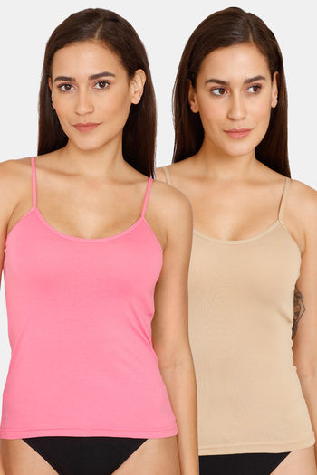 Buy Lady Lyka Cotton Camisole (Pack of 2) - Pink Camel