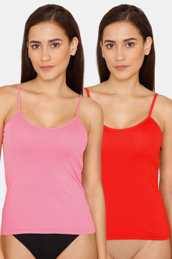 Buy Lady Lyka Cotton Camisole (Pack of 2) - Pink Red at Rs.250 online