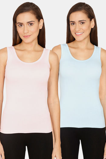 Buy Lady Lyka Cotton Camisole (Pack of 2) - Pink Light Blue