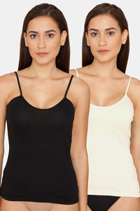 Buy Lady Lyka Round Neck Cotton Camisoles (Pack of 2 ) - Black Skin