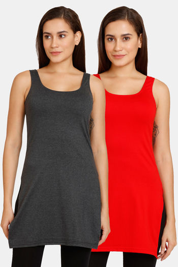 Buy Lady Lyka Cotton Camisole (Pack of 2) - Mblack Red