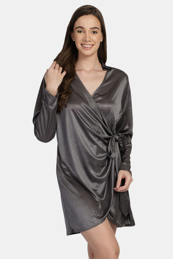 Buy You Forever Satin Robes Grey at online Nightwear online