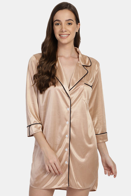 Buy You Forever Satin Sleep Shirts Gold at Rs.899 online