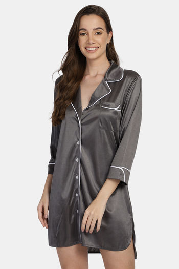 Satin sleep shirt online short sleeve