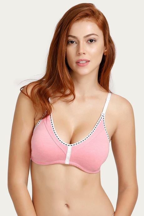 Lovable Double layered Cotton Wirefree Bra- Pink Milange