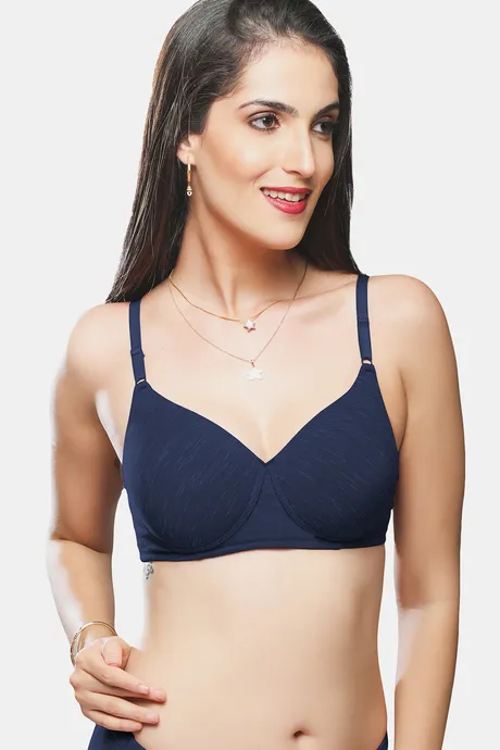 Buy Lovable Padded Wirefree Full Coverage Bust Shaping and Side Smoothening  T-Shirt Bra - Navy Blue at Rs.699 online