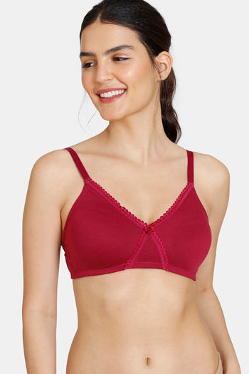 Buy Zivame Essentials Double Layered Non Wired Full Coverage T-Shirt Bra - Beet Red