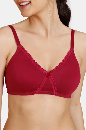 Buy Zivame Essentials Double Layered Non Wired Full Coverage T-Shirt Bra -  Rouge Red at Rs.384 online