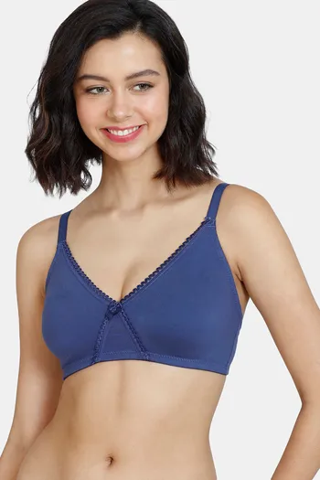 Buy Zivame Essentials Double Layered Non Wired Full Coverage T-Shirt Bra - Deep Cobalt