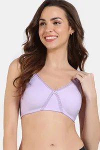 Buy Zivame Essentials Double Layered Non Wired Full Coverage T-Shirt Bra - Purple