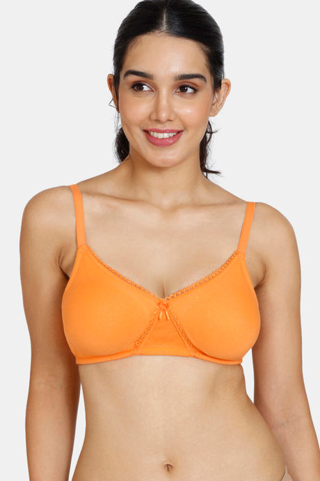 Buy Zivame Essentials Double Layered Non Wired Full Coverage T-Shirt Bra -  Muskmelon at Rs.299 online