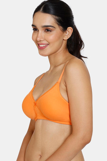 Buy Zivame Essentials Double Layered Non Wired Full Coverage T-Shirt Bra -  Muskmelon at Rs.299 online