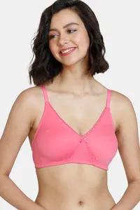 Buy Zivame Essentials Double Layered Non Wired Full Coverage T-Shirt Bra - Pink Lemonade