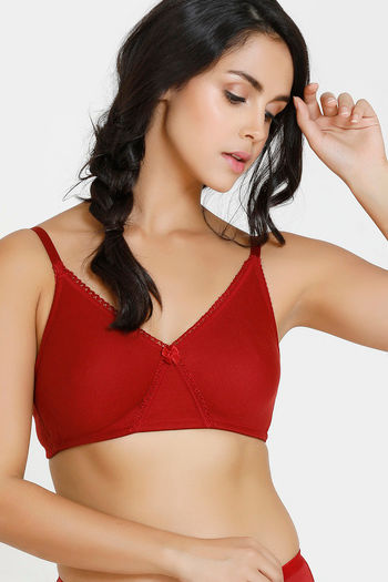 Buy Zivame Essentials Double Layered Non Wired Full Coverage T-Shirt Bra-Sundried Tomato