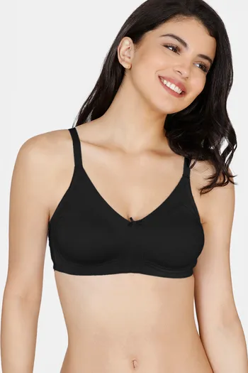 Buy Zivame Essentials Double Layered Non Wired Full Coverage T-Shirt Bra - Anthracite
