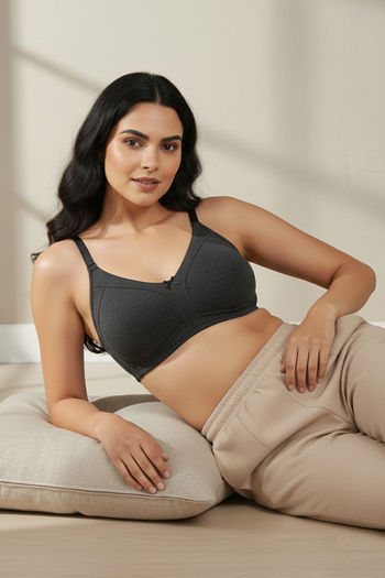 Buy Zivame Essentials Double Layered Non Wired Full Coverage T-Shirt Bra - Black