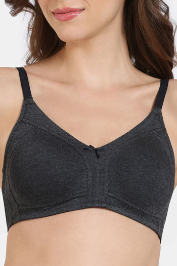 Buy Zivame Essentials Double Layered Non Wired Full Coverage T-Shirt Bra -  Black at Rs.559 online