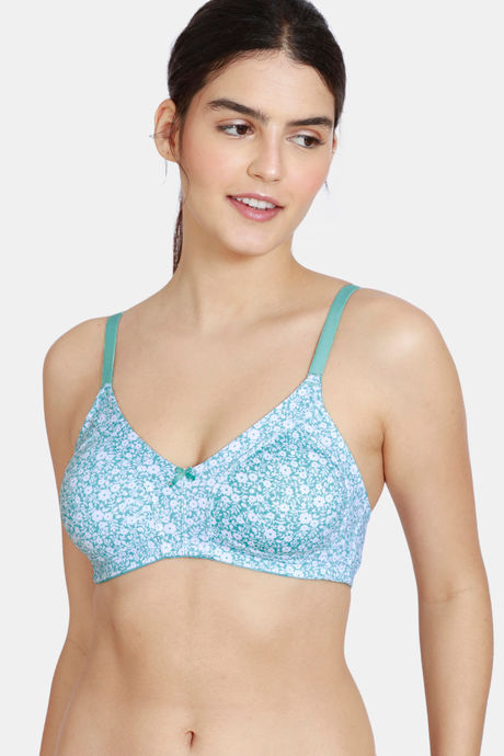 Buy Zivame Essentials Double Layered Non Wired Full Coverage T-Shirt Bra -  Dk Blue Floral at Rs.559 online