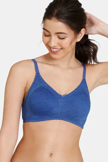 Buy Zivame Essentials Double Layered Non Wired Full Coverage T-Shirt Bra - Sodalite Blue