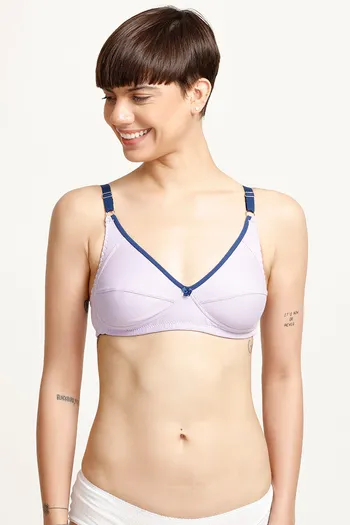 Buy Rosaline Essentials Single Layered Non Wired Full Coverage Bra -  Lavender at Rs.299 online