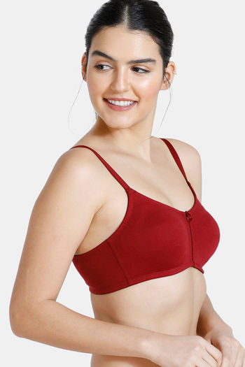 DOUBLE LAYERED NON-PADDED NON-WIRED MULTIWAY COTTON BRA-CHERRY – Losha
