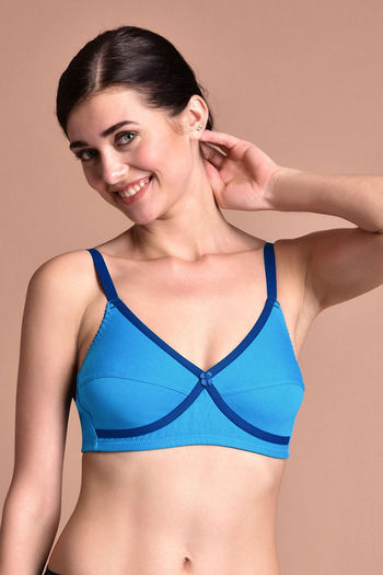Buy Rosaline Essentials Double Layered Non Wired Full Coverage Bra - Turquoise Blue