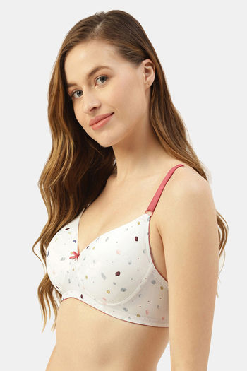 Buy Leading Lady Padded Non-Wired Full Coverage T-Shirt Bra - White Prt at  Rs.899 online