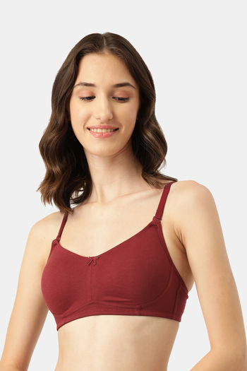 Buy Leading Lady Single Layered Non Wired Full Coverage Sleep Bra - Red