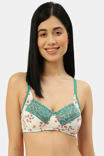 Buy Leading Lady Single Layered Non Wired Medium Coverage T-Shirt Bra -  Green at Rs.799 online