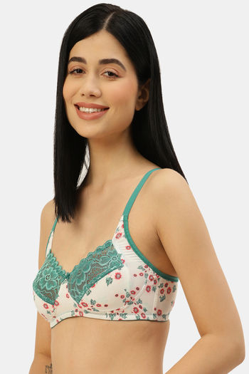 Buy Leading Lady Single Layered Non Wired Medium Coverage T-Shirt Bra -  Green at Rs.799 online