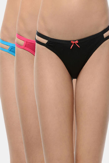 Buy Leading Lady Low Rise Half Coverage Bikini Panty (Pack of 3) - Assorted