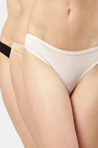 Buy Leading Lady Low Rise Thong (Pack of 3) - White Black Skin