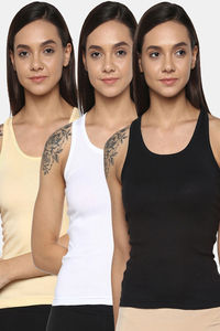 Buy Leading Lady Knit Cotton Camisole (Pack of 3) - Assorted